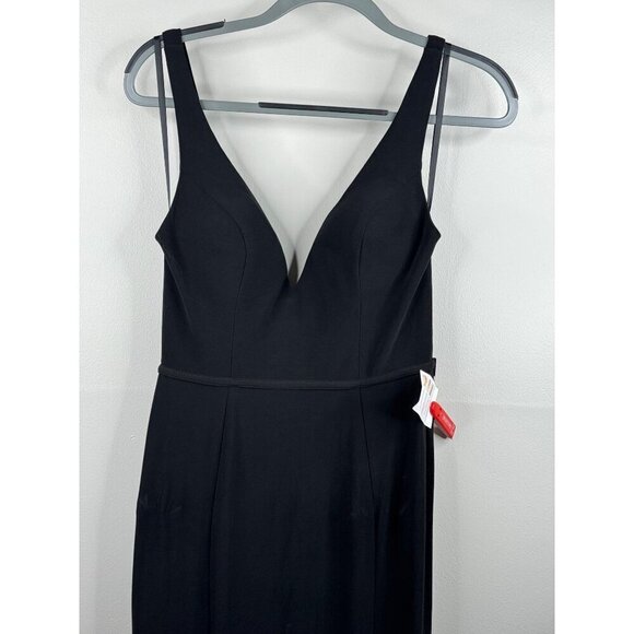 Mac Duggal 25846 Jersey Plunge V-neck Black Gown Dress High Slit Size 4 NWT - Picture 6 of 9